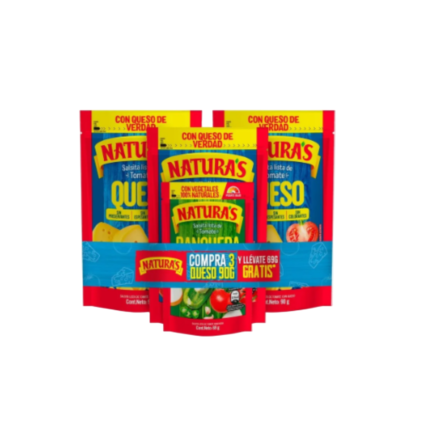 Salsa Natura’s sabor Queso 3 pack + 1 gratis