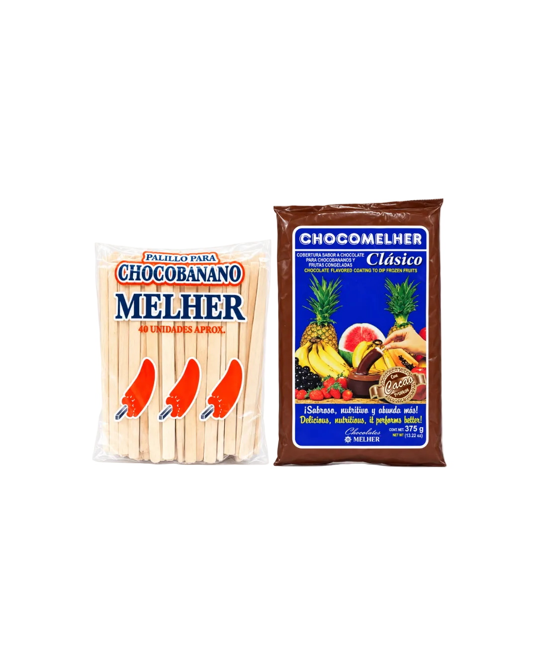 Kit Chocobananos: Chocolate Melher classico 300g + 140 Palitos