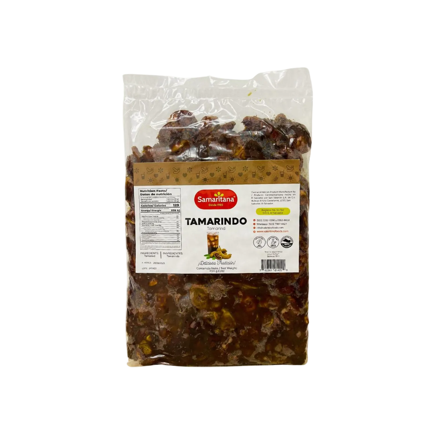 Pasta de Tamarindo Fresco Samaritana 1 Libra/454g
